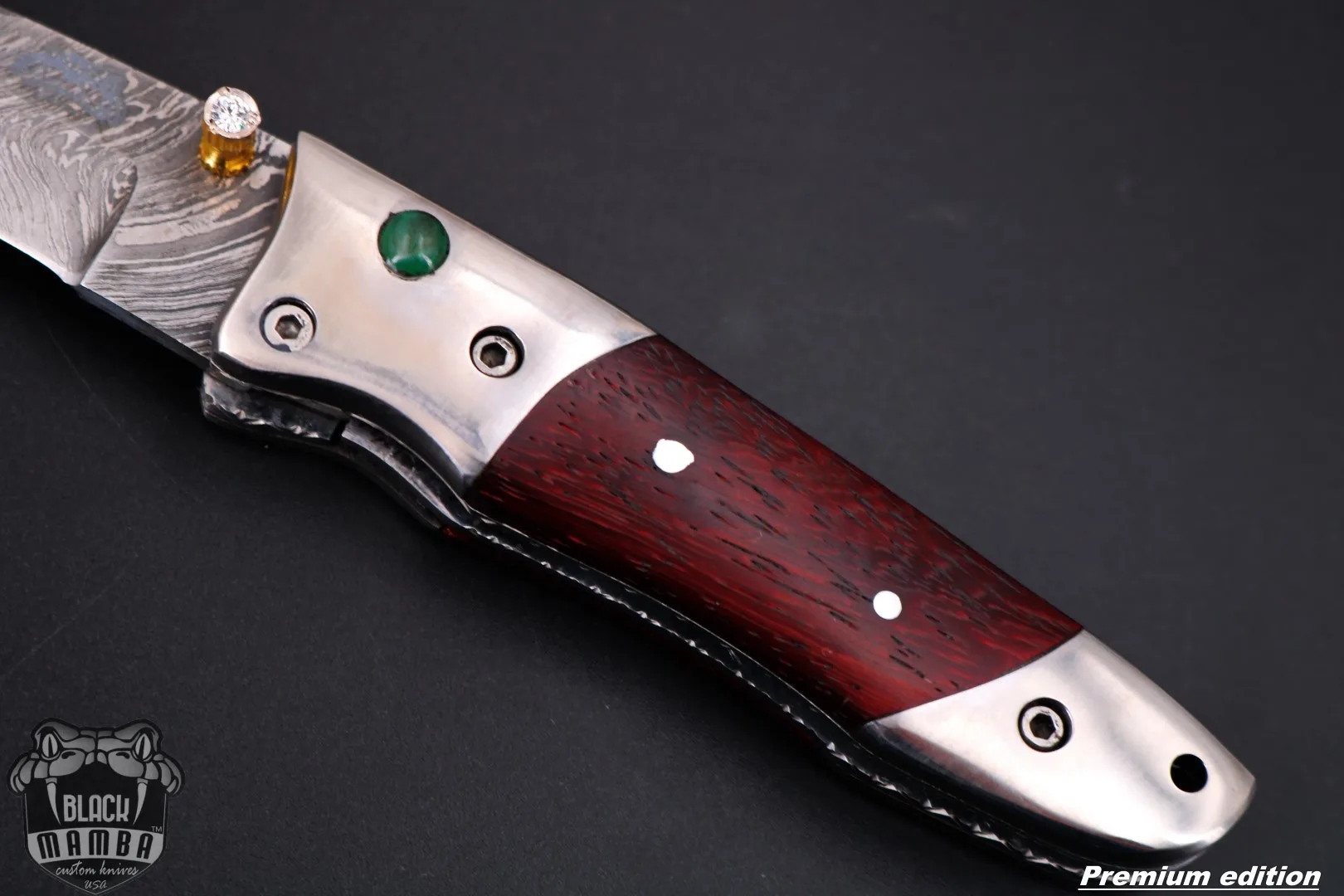 Ouranos - Damascus Folding Pocket Knife, 7″ Overall, Wood Handle - view 6