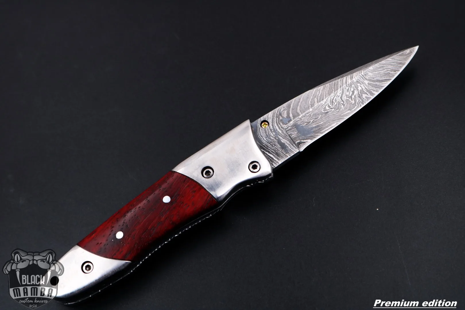 Ouranos - Damascus Folding Pocket Knife, 7″ Overall, Wood Handle - view 7