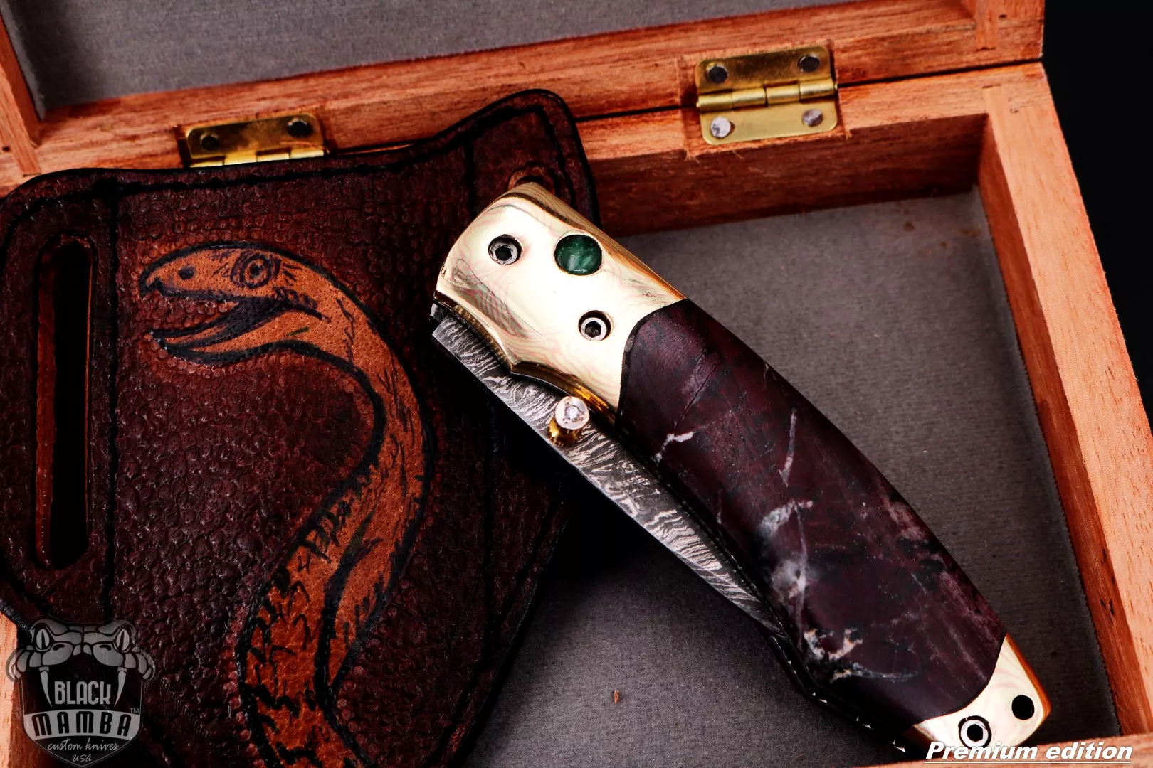 Heracles - Damascus Folding Pocket Knife, 7″ Overall, Wood Handle - view 11