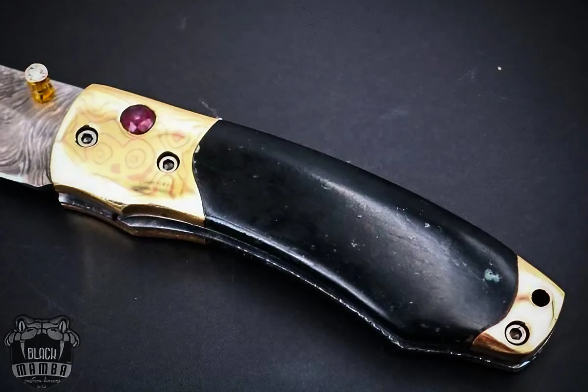 Gaea - Damascus Folding Pocket Knife, 7″ Overall, Wood Handle - view 11