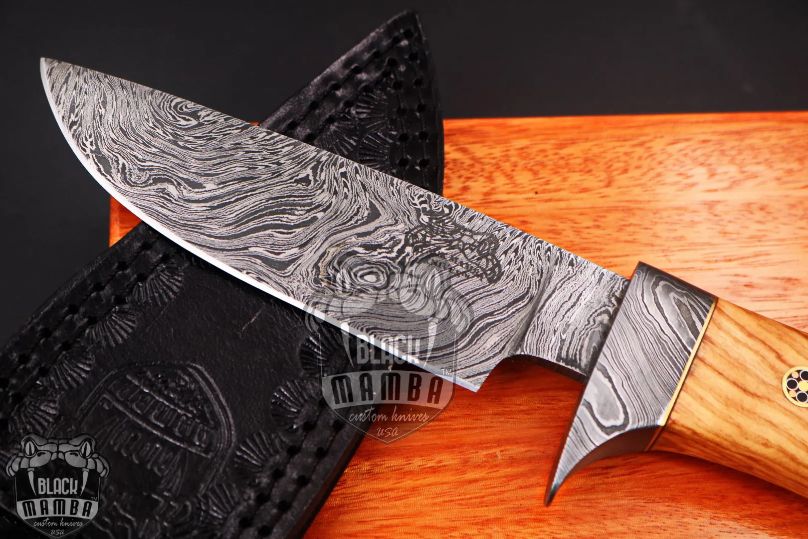Burmese Pythons - Damascus Hunting Knife - view 2