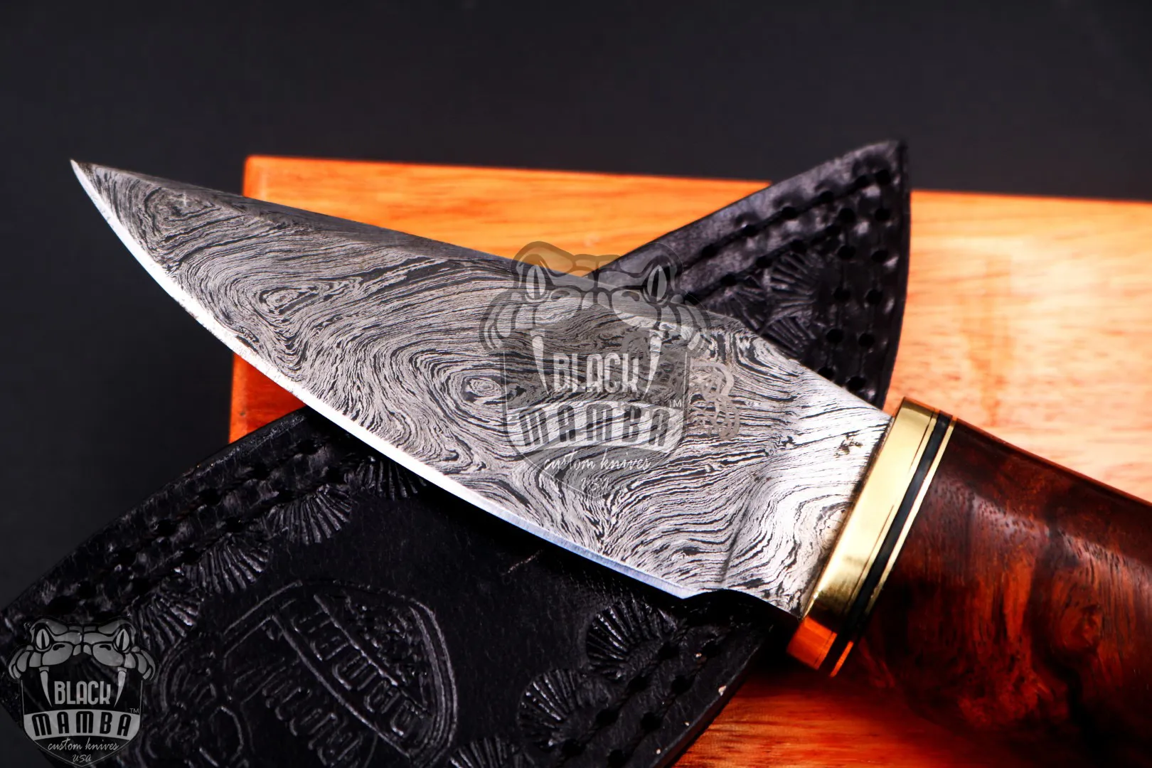 Cottonmouth - Damascus Skinning Knife, 9.2″ Overall - view 2