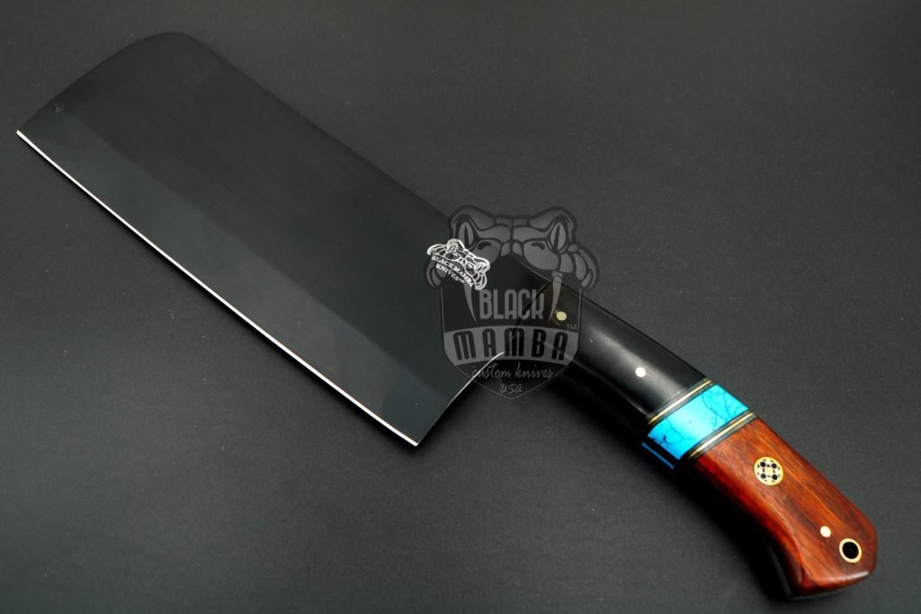 Bmk-628 African Buffalo 12 Inches Long 7 Inches Blade 16.5 Ounce 440c stainless steel Black Coated Chef Cleaver Knife Hand Made Black Mamba Knives - Image 2