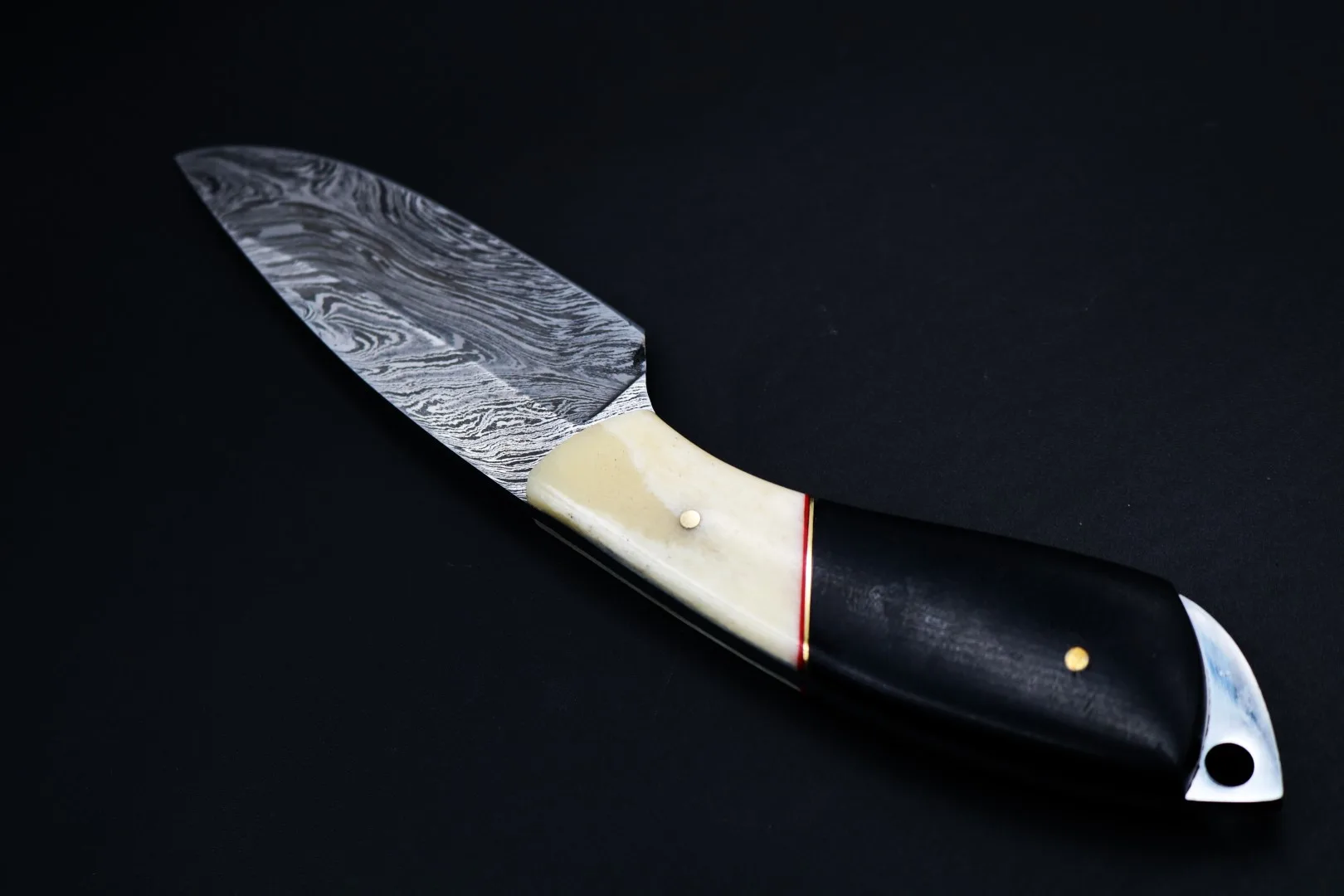 California King Snake 8 Inches Long 3.5 Inches Blade 5.6 Ounce Damascus Skinner Hunting Fixed Blade Knife Damascus Steel Hand Made Black Mamba Knives World Class Knives USA Made | BMK-165 - view 2