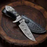 Silver Boa Snake – Damascus Skinning Knife, 9″ Overall