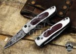 Bmk-1009 Athena 6 Long Damascus Pocket Knives Titanium Handle with paddock wood and A grade green ruby with wooden box world Class Knives USA Made