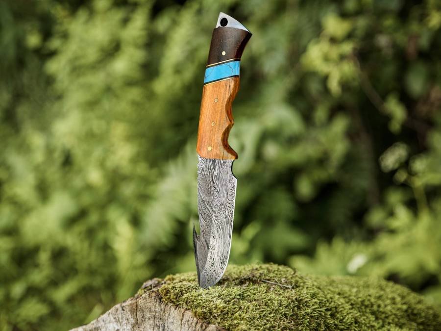 Bmk-163 Slatra Damascus Gut Hook Knife 8.7 Inches Long 4.6 Inches Blade 5.6 Ounce Damascus Hunting Fixed Blade Knife Damascus Hand Made World Class Knives USA Made - Image 3
