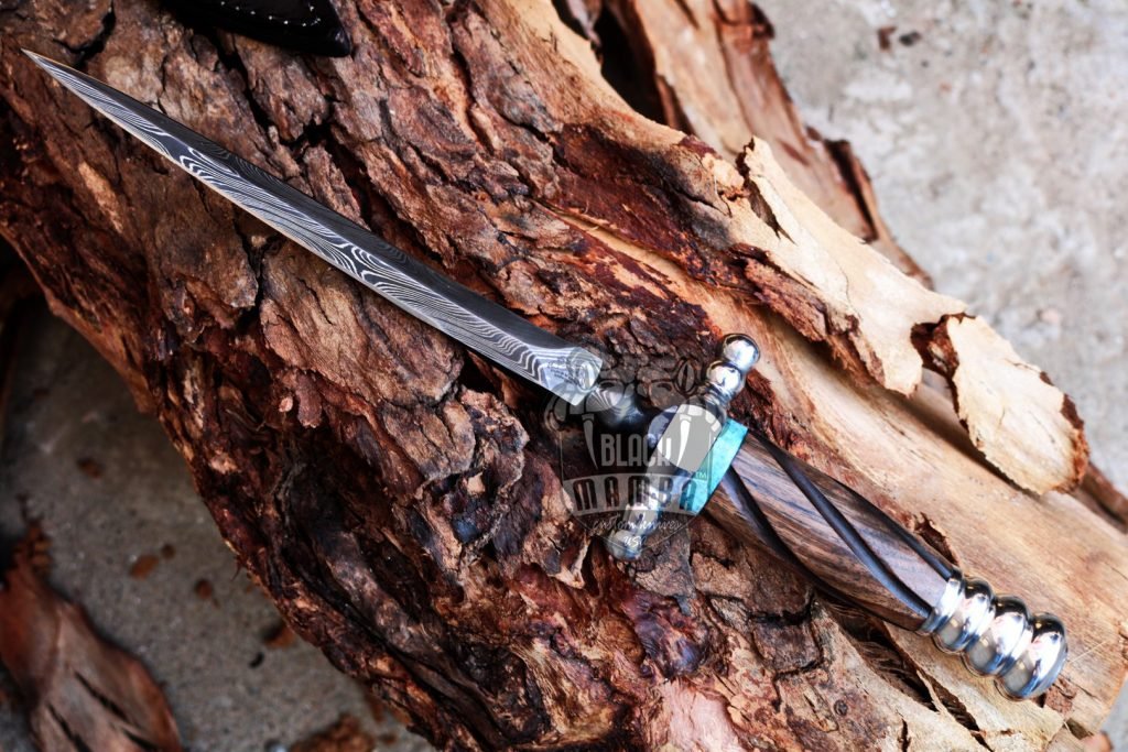 Bmk-639 Damascus Stiletto Knife 15 Inches long Damascus Steel dagger blade Black mamba knives USA Made - Image 2