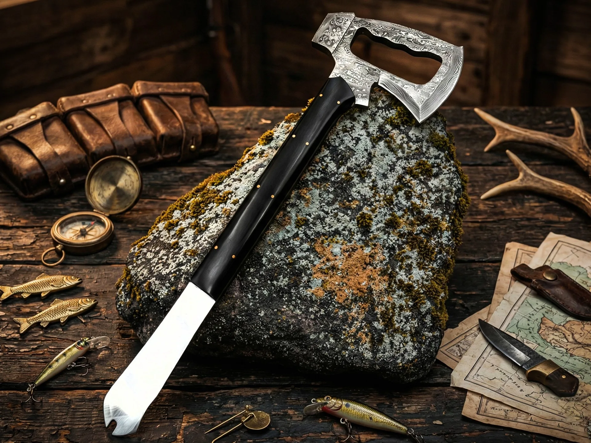 Black Kite - Damascus Tomahawk Axe, 18″ Overall - view 2
