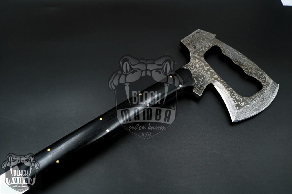 Bmk-800 Black kite 18 Inches Long 7 inches Head Damascus Tomahawk Axe Multi Purpose Axe black mamba knives - Image 10