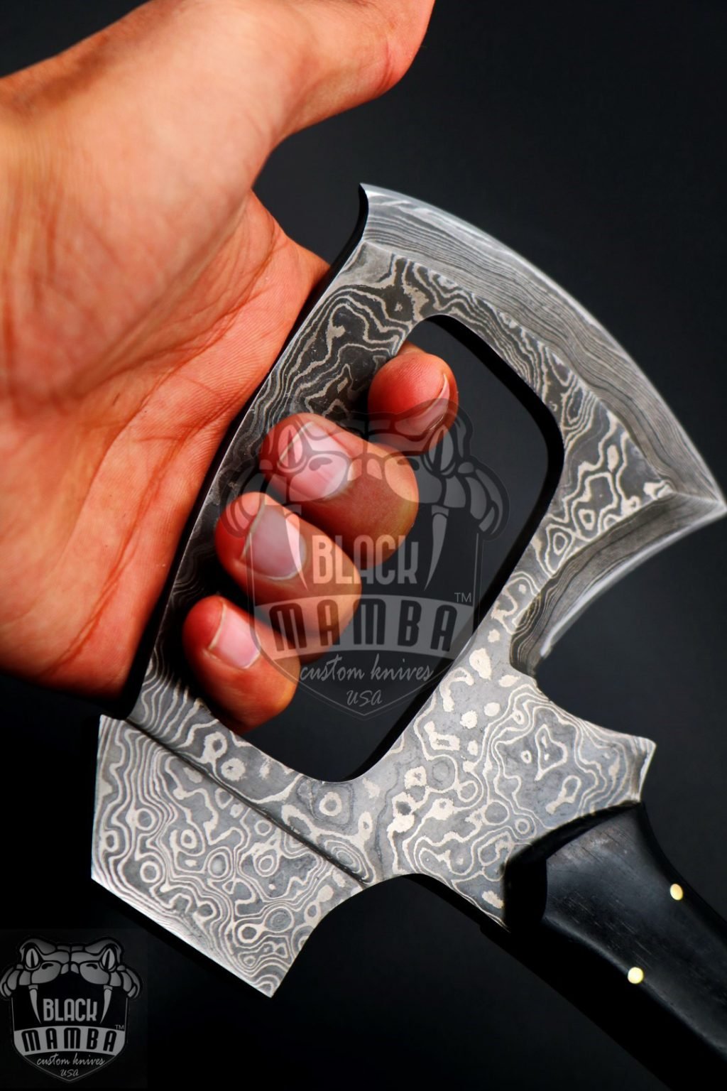 Bmk-800 Black kite 18 Inches Long 7 inches Head Damascus Tomahawk Axe Multi Purpose Axe black mamba knives - Image 11