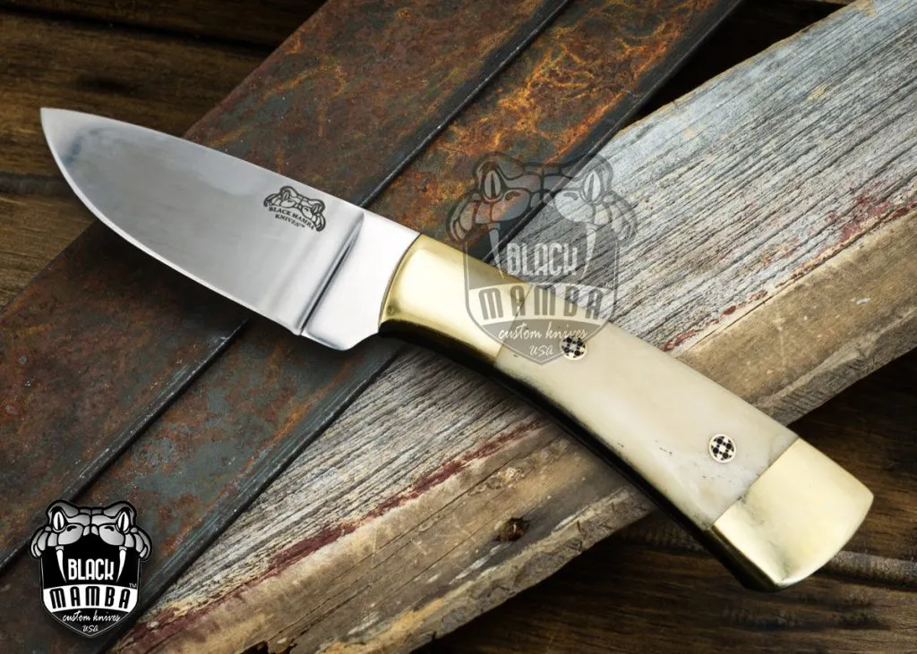 Bmk-174 Camel 440c Knife 8 in Long 3.5 in Blade 8.4 Ounce Mirror Polished Skinner Knife with Camel Bone Handle Hand Made World Class KnivesUSA Made - Image 2