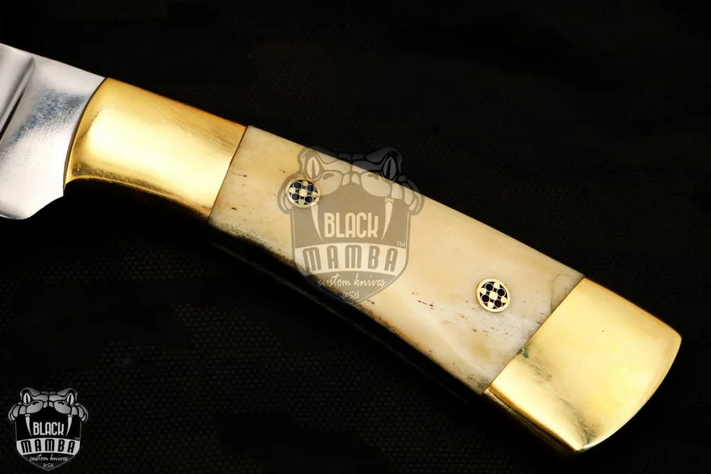 Bmk-174 Camel 440c Knife 8 in Long 3.5 in Blade 8.4 Ounce Mirror Polished Skinner Knife with Camel Bone Handle Hand Made World Class KnivesUSA Made - Image 4