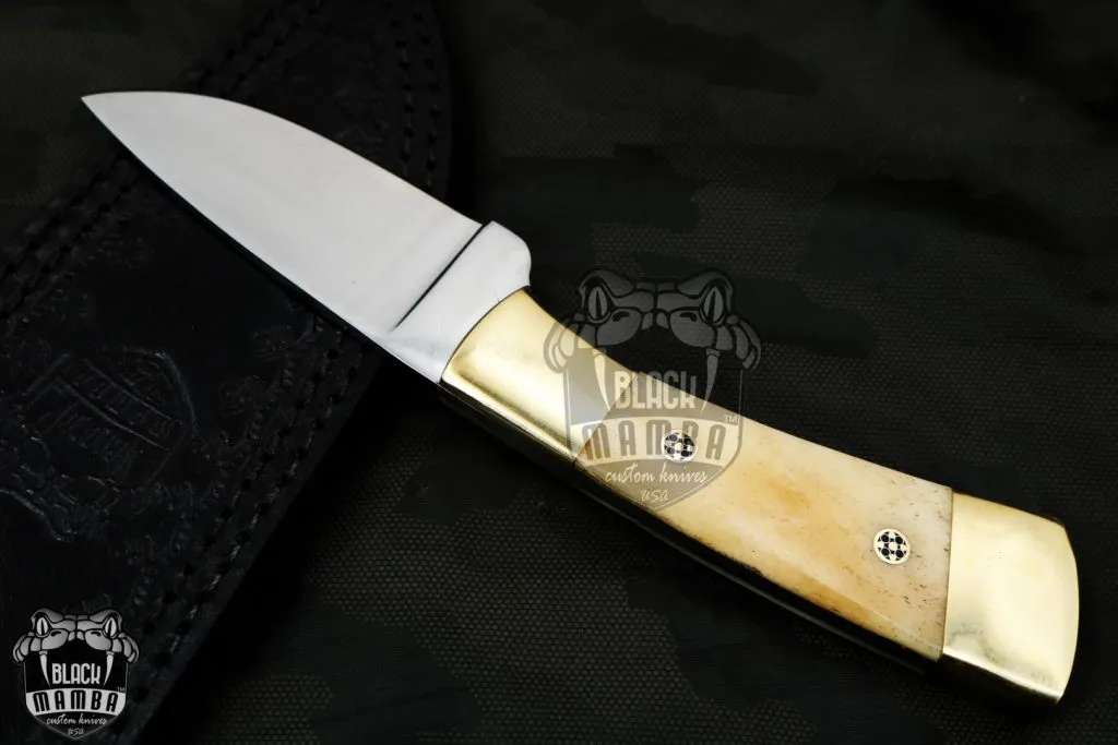 Bmk-174 Camel 440c Knife 8 in Long 3.5 in Blade 8.4 Ounce Mirror Polished Skinner Knife with Camel Bone Handle Hand Made World Class KnivesUSA Made - Image 5