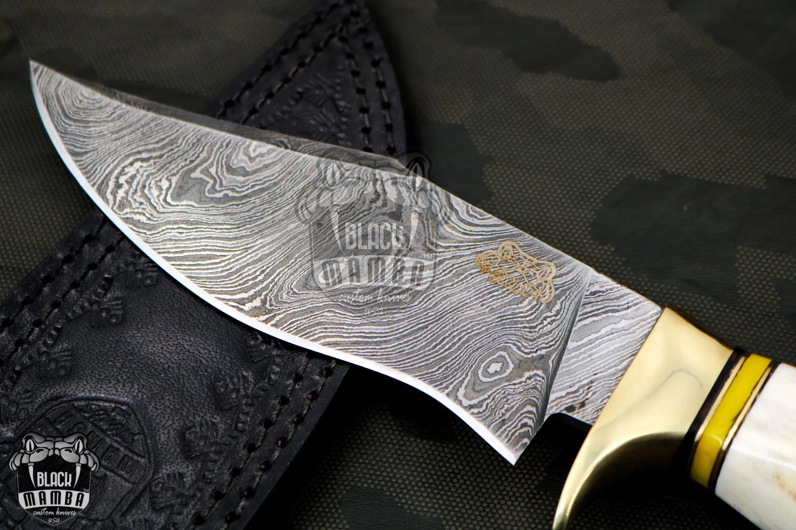 Timber Rattlesnake - Damascus Hunting Knife, 11″ Overall - view 2