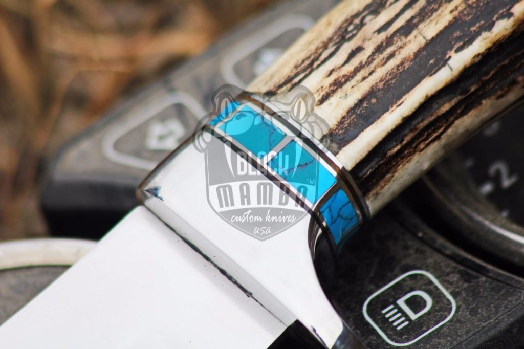 BMK-111-B-440c PERSIAN YUMA Knife 9.5" Long 4.5"Blade" 10.5 oz Hunting Fixed Blade 440C Mirror Polished turquoise Handle Knife Black mamba Hand Made World Class knives - Image 2