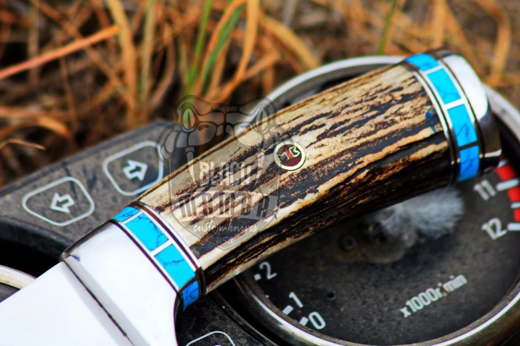 BMK-111-B-440c PERSIAN YUMA Knife 9.5" Long 4.5"Blade" 10.5 oz Hunting Fixed Blade 440C Mirror Polished turquoise Handle Knife Black mamba Hand Made World Class knives - Image 4