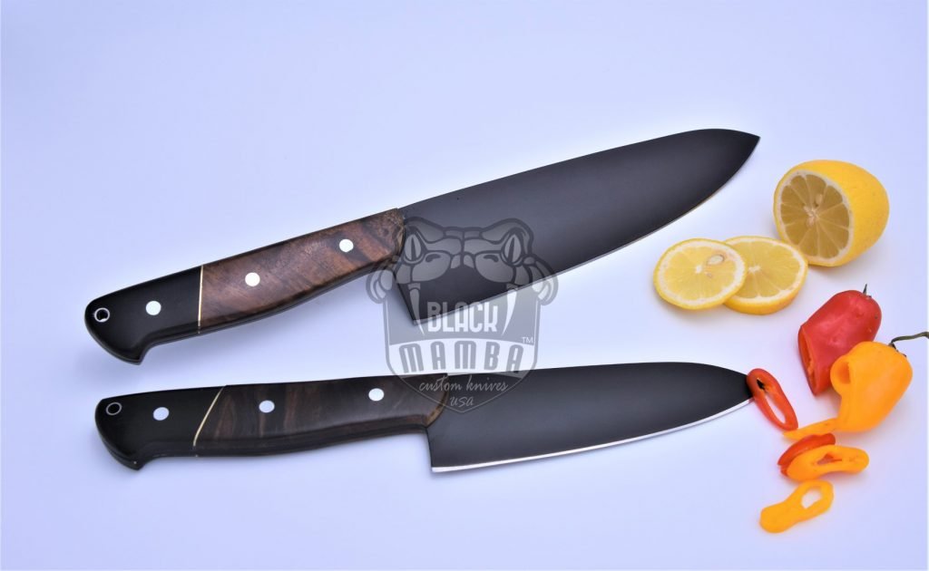 Bmk-708 Black Cats 440c stainless steel Black Coated Chef Knives Set Hand Made Black Mamba Knives - Image 6