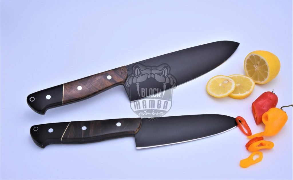 Bmk-708 Black Cats 440c stainless steel Black Coated Chef Knives Set Hand Made Black Mamba Knives - Image 5