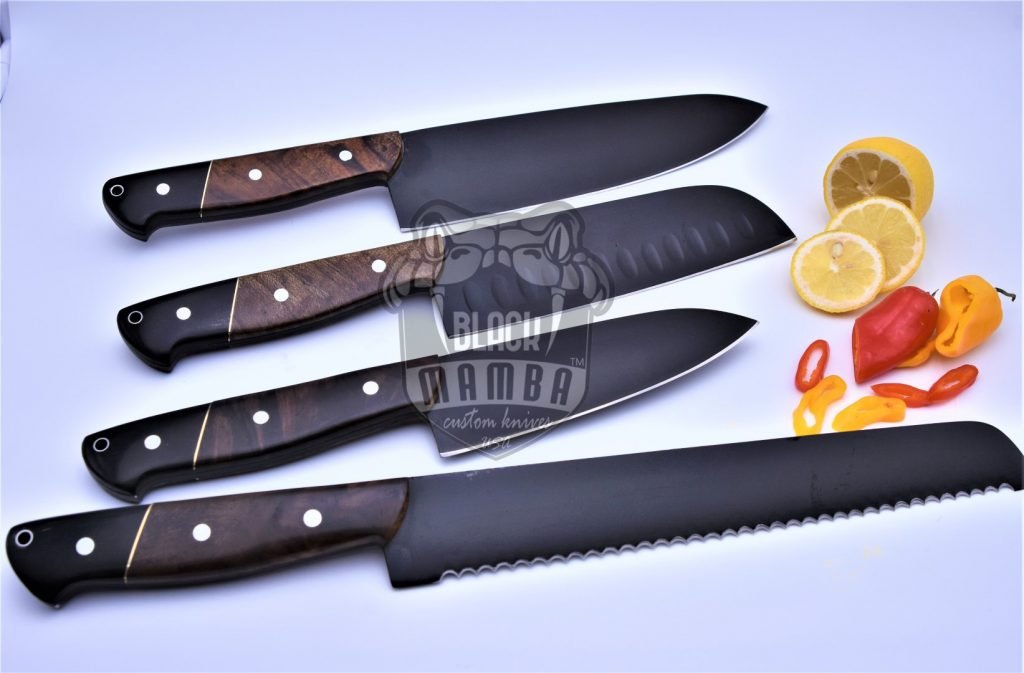 Bmk-708 Black Cats 440c stainless steel Black Coated Chef Knives Set Hand Made Black Mamba Knives - Image 7