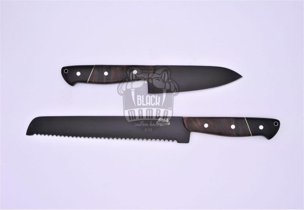Bmk-708 Black Cats 440c stainless steel Black Coated Chef Knives Set Hand Made Black Mamba Knives - Image 10