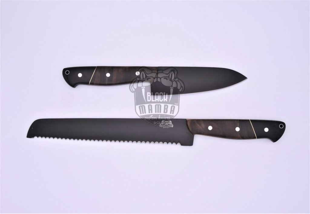 Bmk-708 Black Cats 440c stainless steel Black Coated Chef Knives Set Hand Made Black Mamba Knives - Image 11