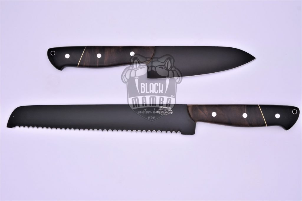Bmk-708 Black Cats 440c stainless steel Black Coated Chef Knives Set Hand Made Black Mamba Knives - Image 12