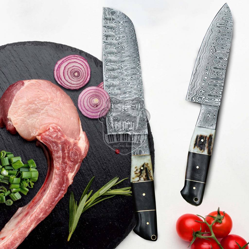 Bmk-707 Snow Leopard Damascus Steel Chef Knives Set with dagger Hand Made Black Mamba Knives - Image 11