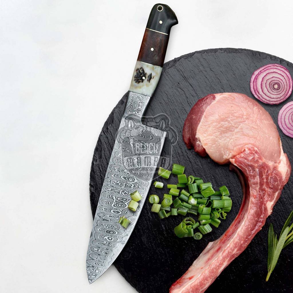Bmk-707 Snow Leopard Damascus Steel Chef Knives Set with dagger Hand Made Black Mamba Knives - Image 10