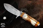 Persian Yuma - Damascus Hunting Knife, 9″ Overall, Stag Handle