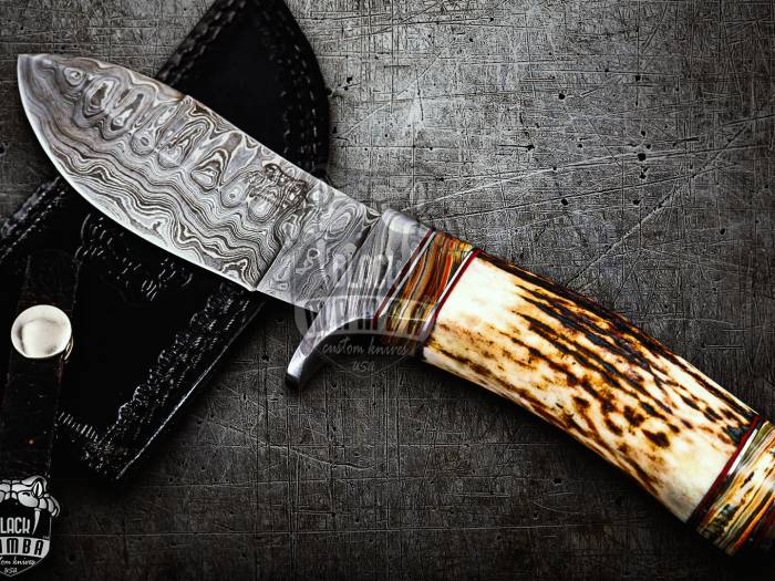 BMK-11-M-C PERSIAN YUMA Knife 9.5" Long 4.5"Blade" 7oz Hunting Fixed Blade Damascus Mix Calcite Spacers Black mamba Hand Made World Class knives