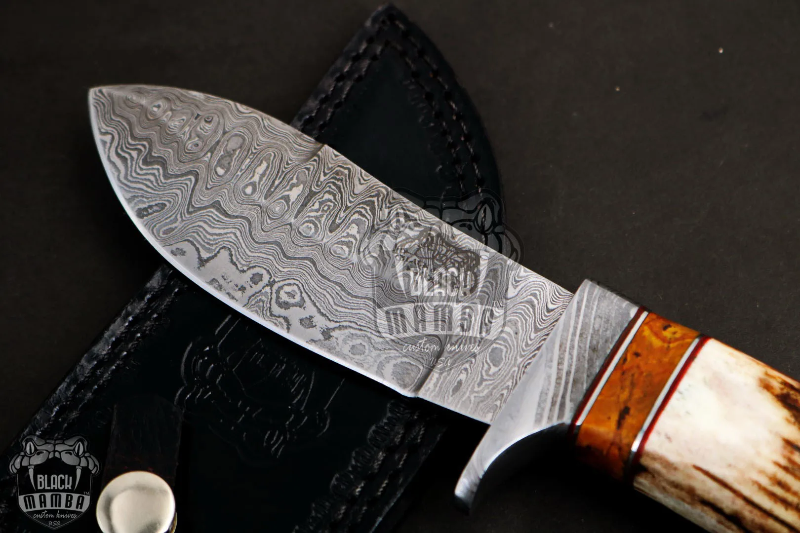 Persian Yuma - Damascus Hunting Knife, 9″ Overall, Stag Handle - view 2