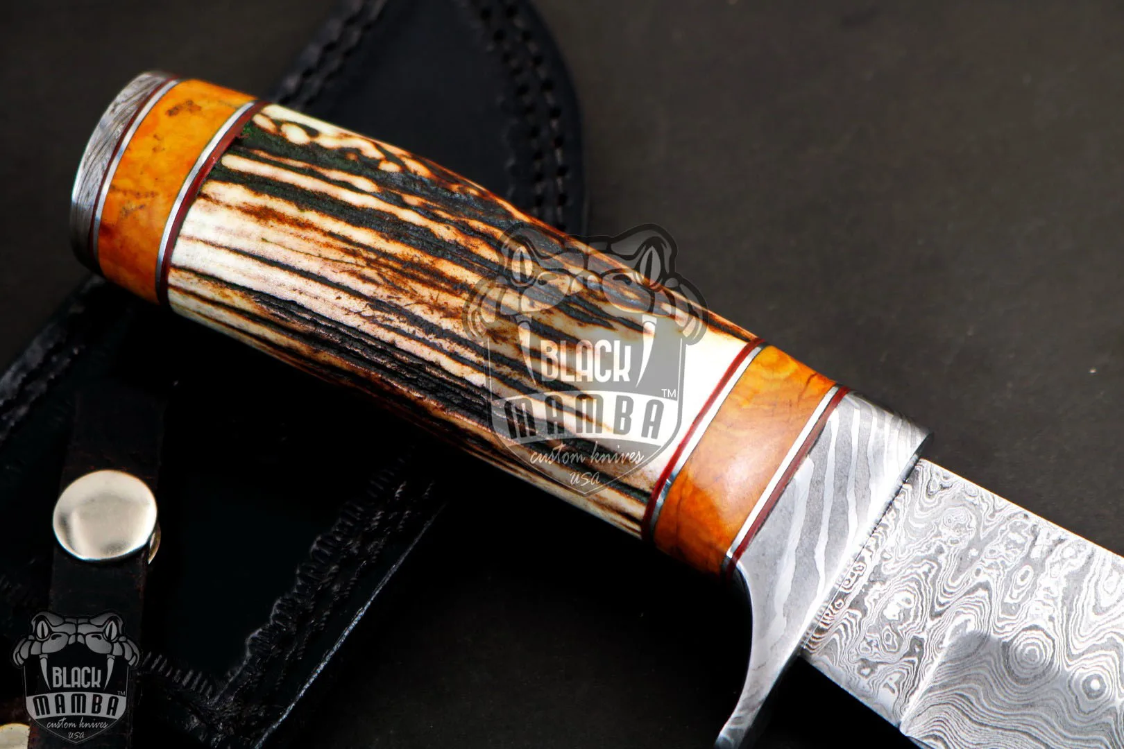 Persian Yuma - Damascus Hunting Knife, 9″ Overall, Stag Handle - view 6