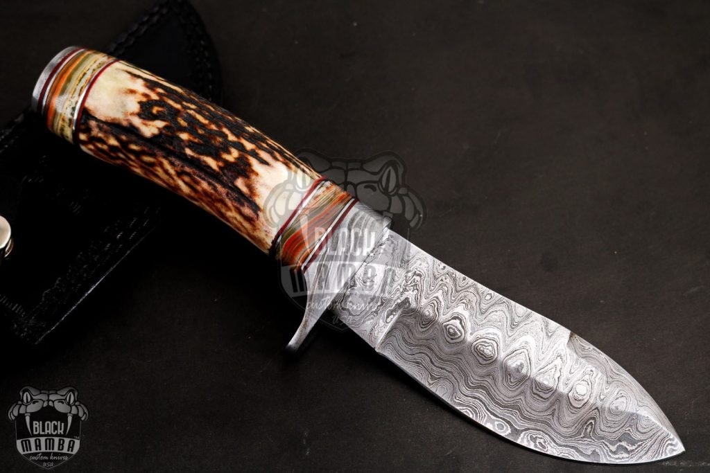 BMK-11-M-C PERSIAN YUMA Knife 9.5" Long 4.5"Blade" 7oz Hunting Fixed Blade Damascus Mix Calcite Spacers Black mamba Hand Made World Class knives - Image 6