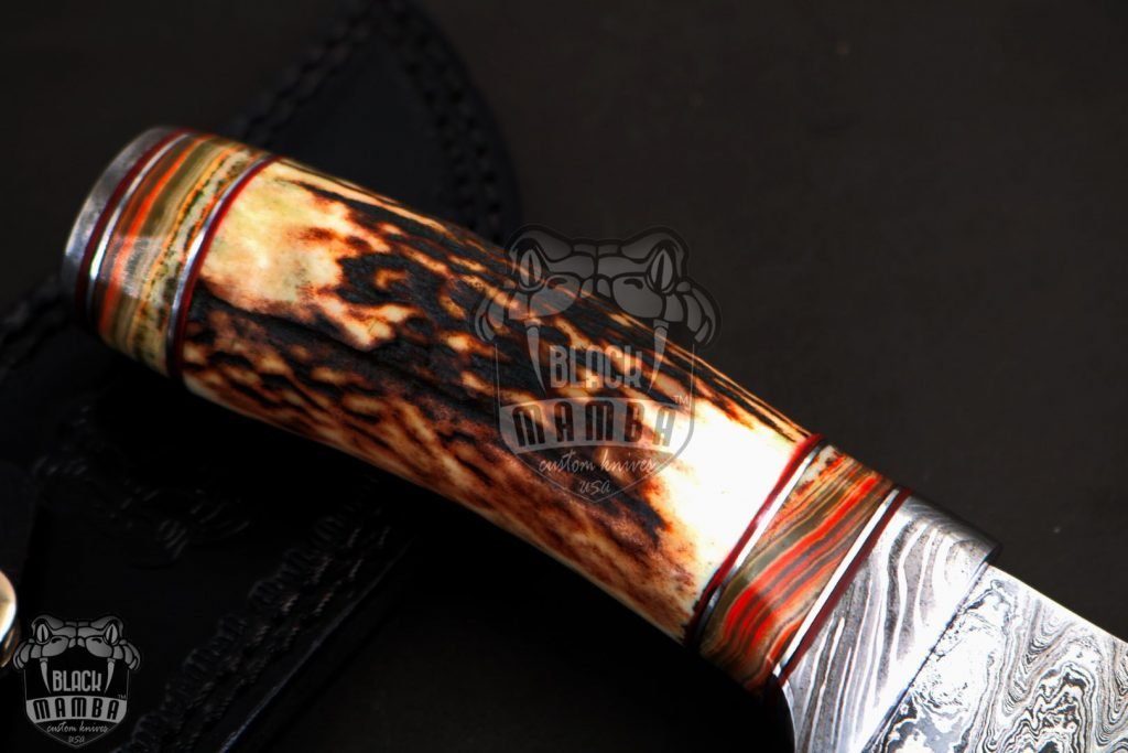 BMK-11-M-C PERSIAN YUMA Knife 9.5" Long 4.5"Blade" 7oz Hunting Fixed Blade Damascus Mix Calcite Spacers Black mamba Hand Made World Class knives - Image 7