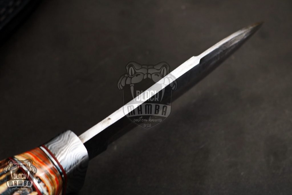 BMK-11-M-C PERSIAN YUMA Knife 9.5" Long 4.5"Blade" 7oz Hunting Fixed Blade Damascus Mix Calcite Spacers Black mamba Hand Made World Class knives - Image 8