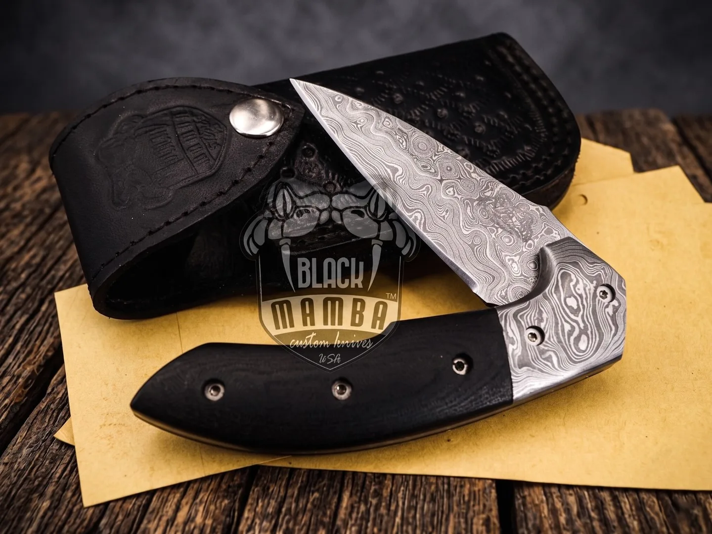 Clubber - Damascus Folding Pocket Knife, 8.3″ Overall - view 5