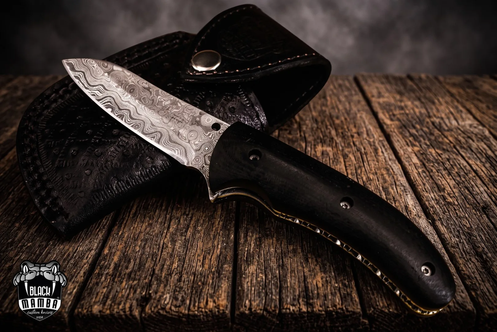 Red-bellied - Damascus Folding Pocket Knife, 8″ Overall