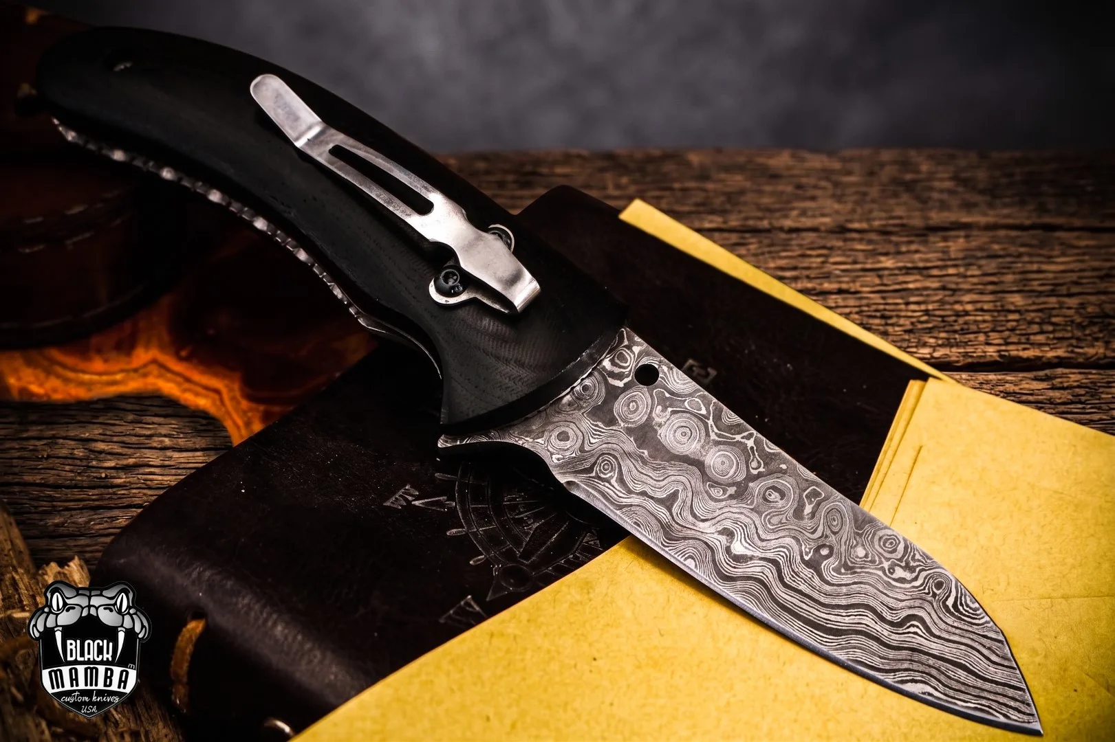 Red-bellied - Damascus Folding Pocket Knife, 8″ Overall - view 3