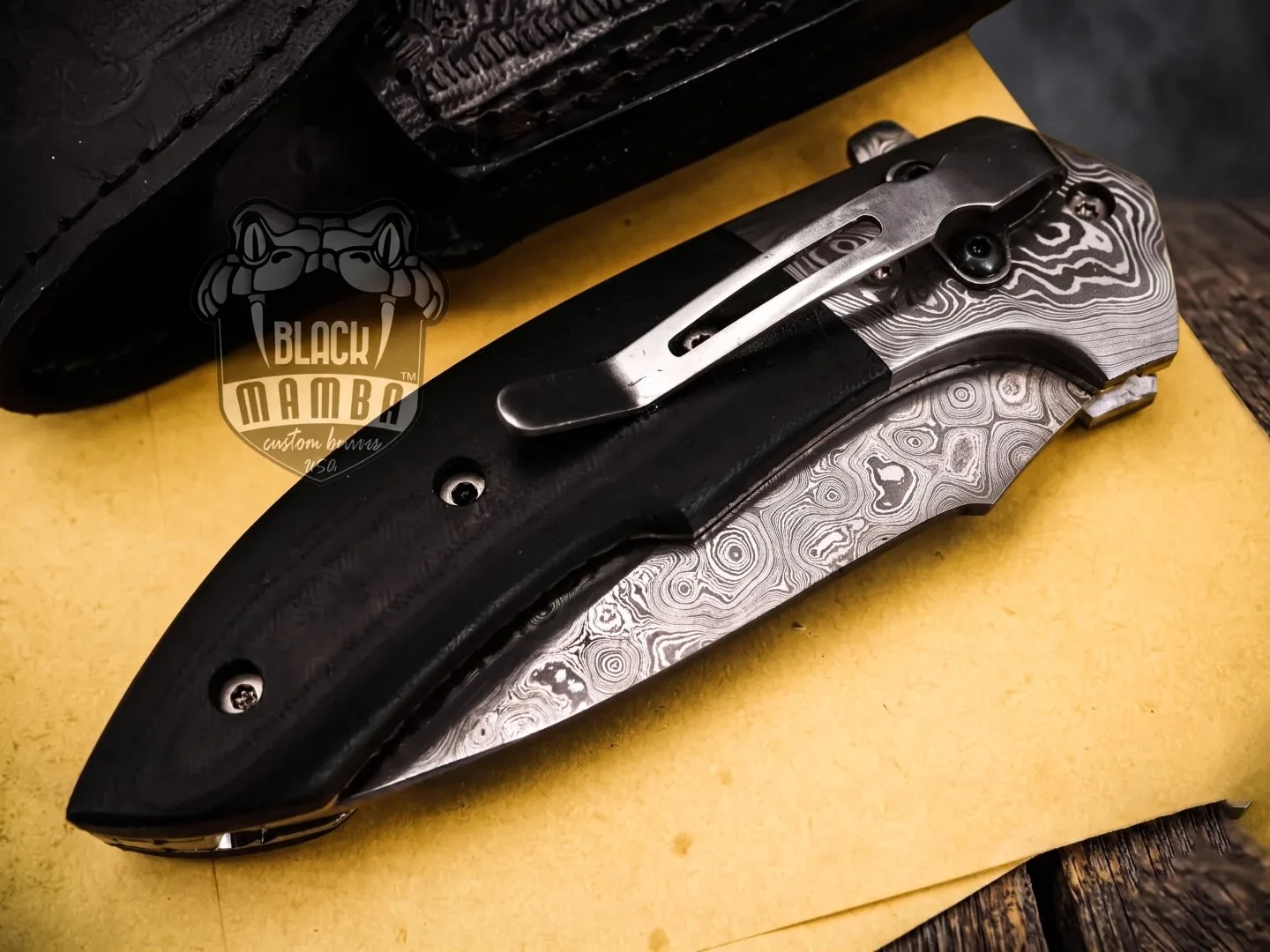 Clubber - Damascus Folding Pocket Knife, 8.3″ Overall - view 7