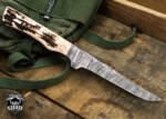 Bmk-713 Colorado Snake 7.8 Inches Damascus Knife Damascus Fish Fillet Knife Utility Knife Chef's Knives Ergonomic Handle With Leather Sheath
