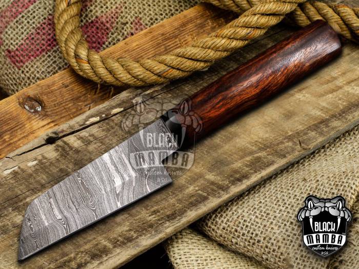 Black Mamba Knives Bmk-717 Katsuo Kitchen Knife Damascus Cleaver Blade 5 Inches Damascus Chef Knife Sharp Knife