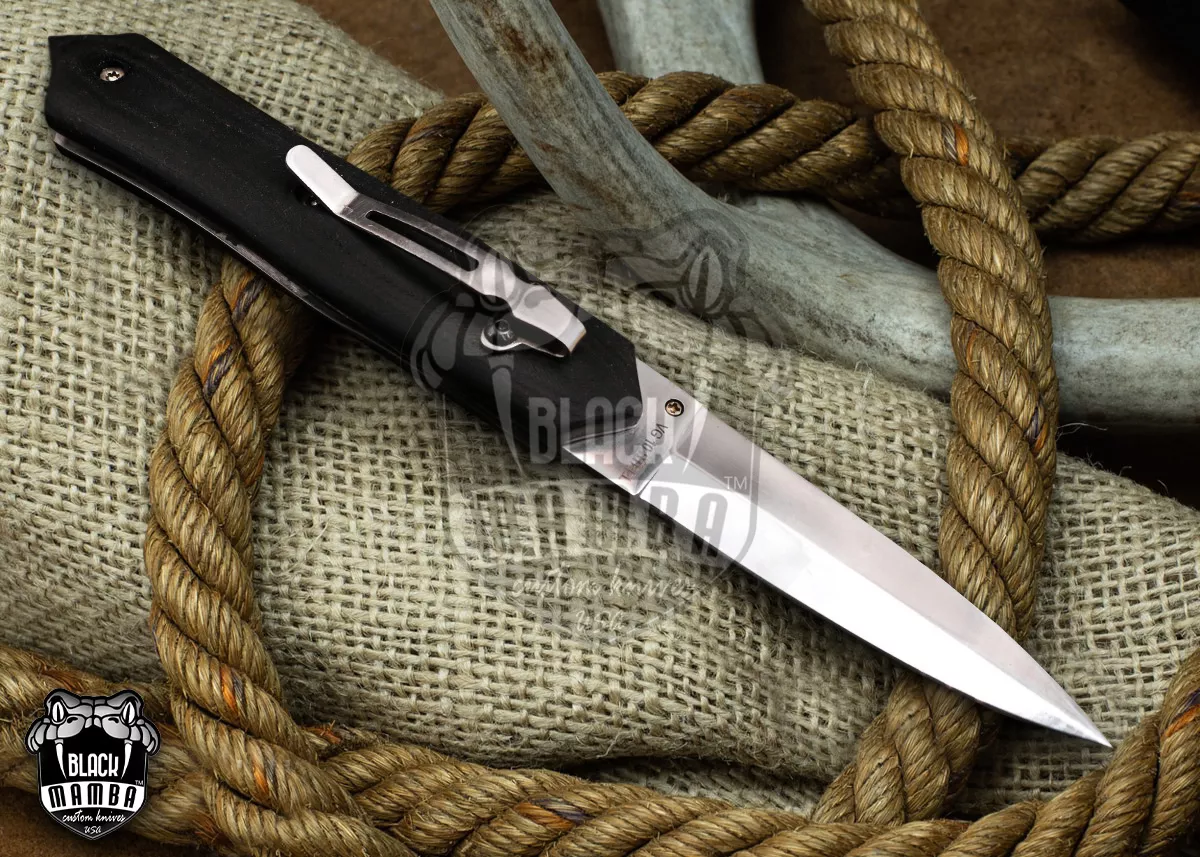 Pine Snake - Damascus Folding Pocket Knife, 9.2″ Overall
