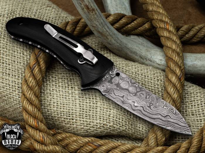 Bmk-444 Red-Bellied 4.4 Closed Damascus Pocket Knife Damascus Hunting Knife G10 Handle Pocket Clip Knife USA Made