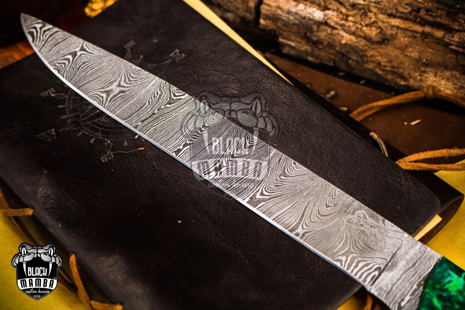 Green Mamba - Damascus Chef Knife, 14″ Overall - view 2