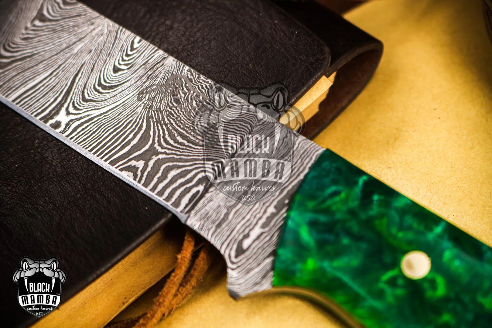Green Mamba - Damascus Chef Knife, 14″ Overall - view 3