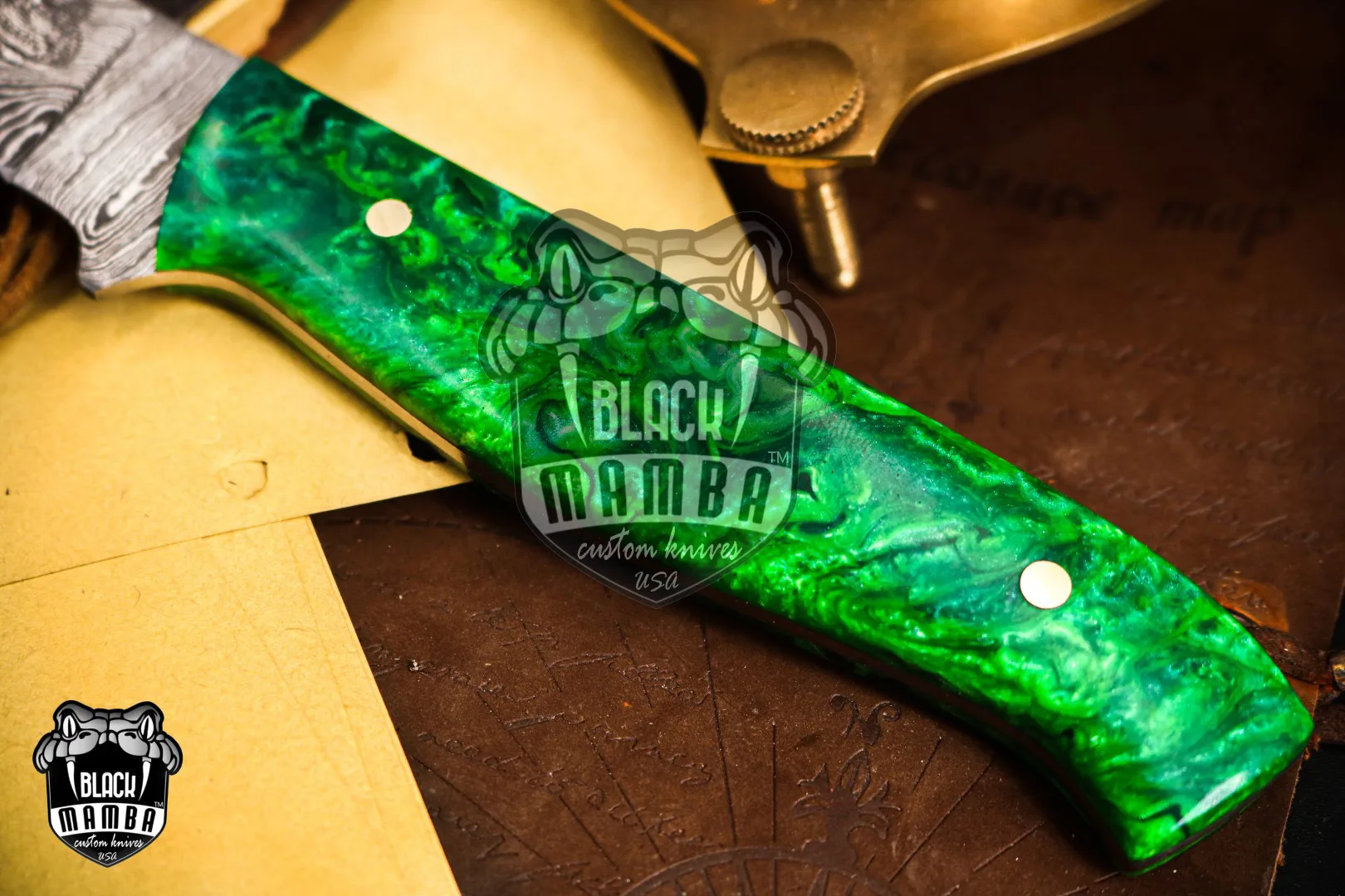 Green Mamba - Damascus Chef Knife, 14″ Overall - view 4
