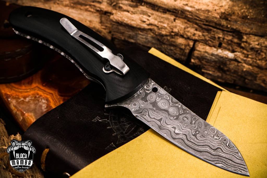 Bmk-444 Red-Bellied 4.4 Closed Damascus Pocket Knife Damascus Hunting Knife G10 Handle Pocket Clip Knife USA Made - Image 6