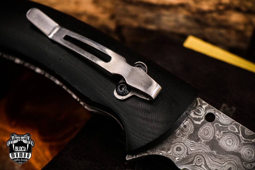 Bmk-444 Red-Bellied 4.4 Closed Damascus Pocket Knife Damascus Hunting Knife G10 Handle Pocket Clip Knife USA Made - Image 7