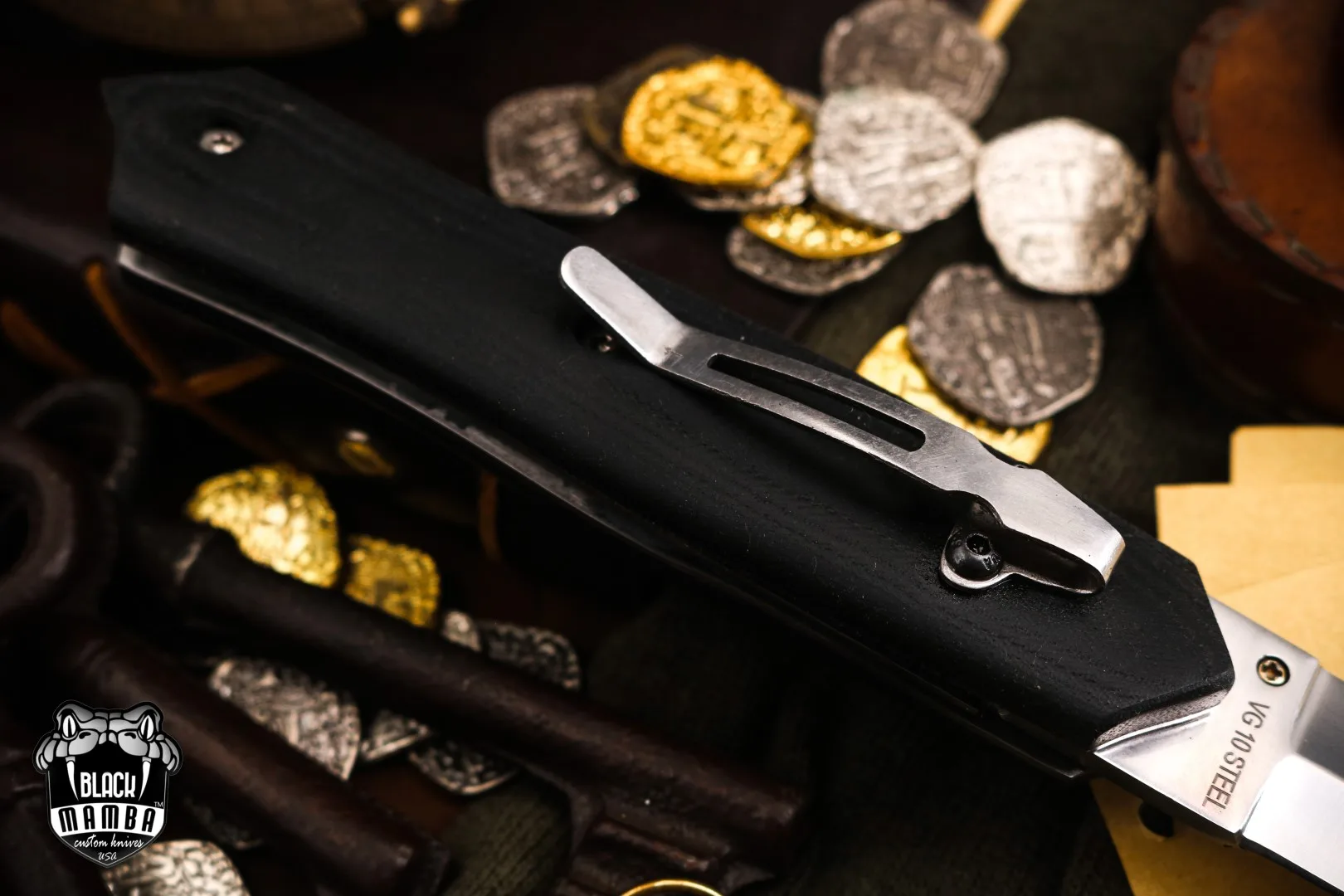 Pine Snake - Damascus Folding Pocket Knife, 9.2″ Overall - view 7